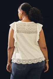 By Anthropologie Sustainable Lace Tank Blouse Top