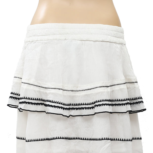 IRO Oviane Layered Embroidered Tiered Mini Skirt