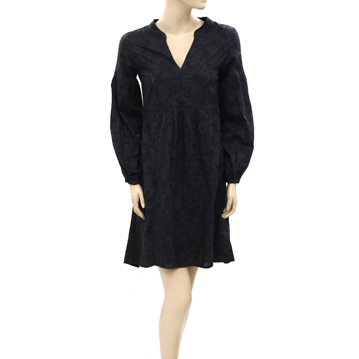 Odd Molly Anthropologie Black Embroidered Mini Dress