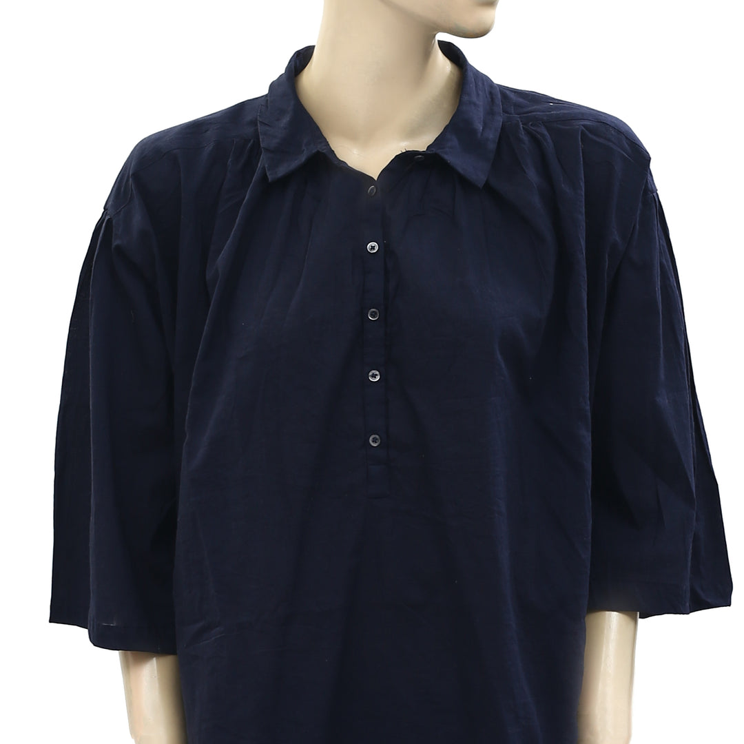 Nili Lotan Solid Navy Tunic Top S