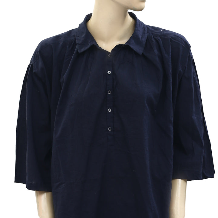 Nili Lotan Solid Navy Tunic Top S