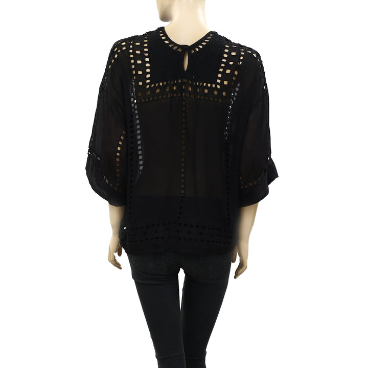 Isabel Marant Etoile Ethan Voile Eyelet Tunic Top M