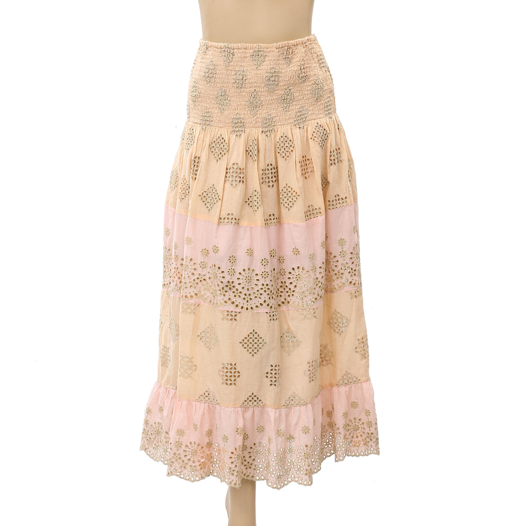 PQ Swim Anthropologie Evie Smocked Cover UP Tube Midi Dress Skirt