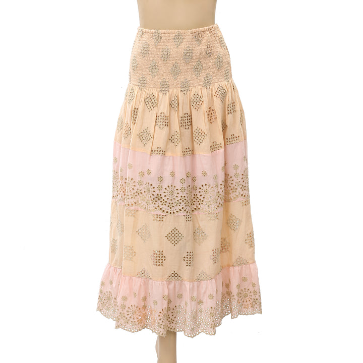 PQ Swim Anthropologie Evie Smocked Cover UP Tube Midi Dress Skirt