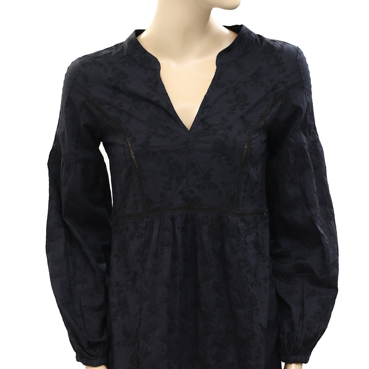 Odd Molly Anthropologie Black Embroidered Mini Dress