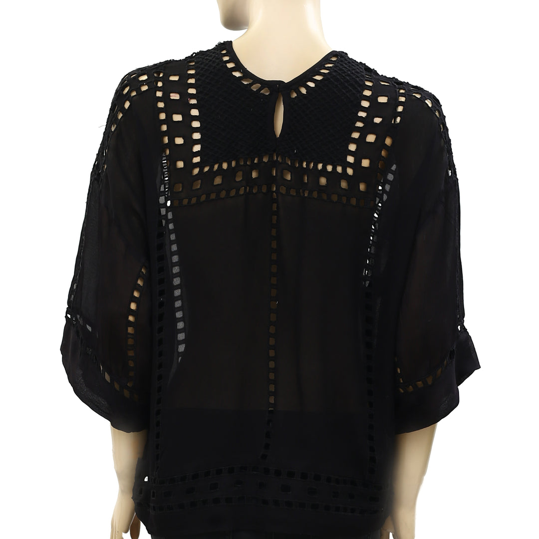 Isabel Marant Etoile Ethan Voile Eyelet Tunic Top M