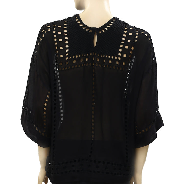 Isabel Marant Etoile Ethan Voile Eyelet Tunic Top M