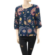 Monsoon Floral Embroidered Bomber Jacket Blouse Top