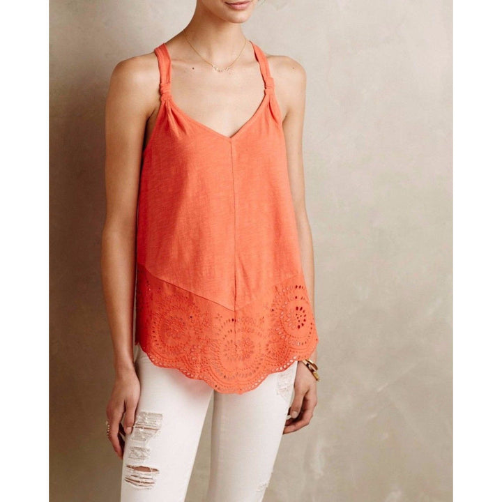 Meadow Rue Anthropologie Knotted Eyelet Blouse Top