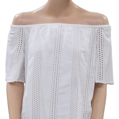 Anthropologie Eyelet Embroidered White Blouse Top