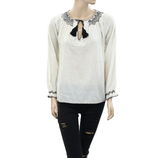 Ulla Johnson Ruched Ivory Blouse Top
