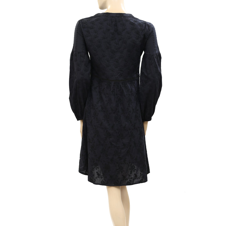 Odd Molly Anthropologie Black Embroidered Mini Dress