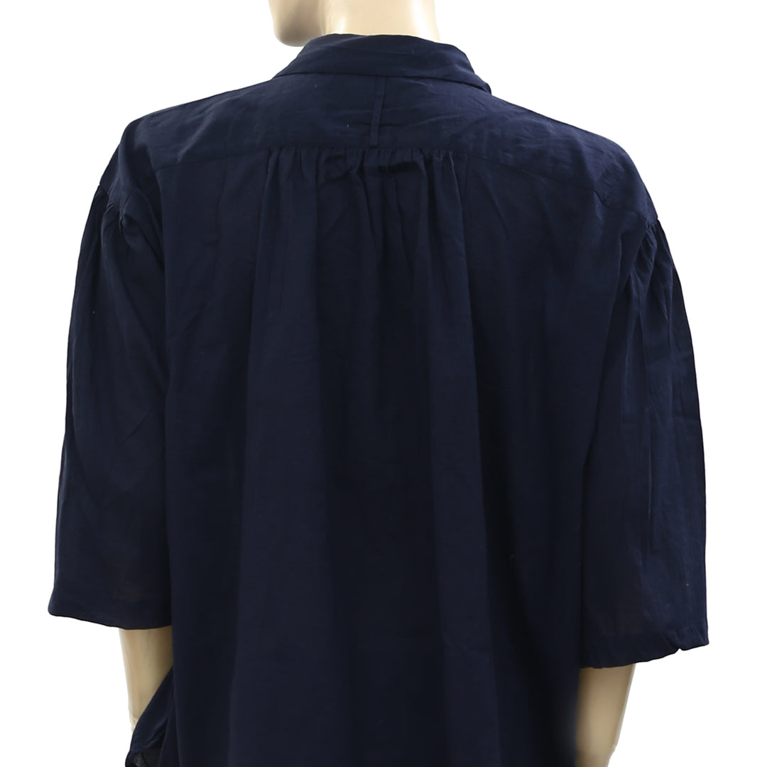 Nili Lotan Solid Navy Tunic Top S