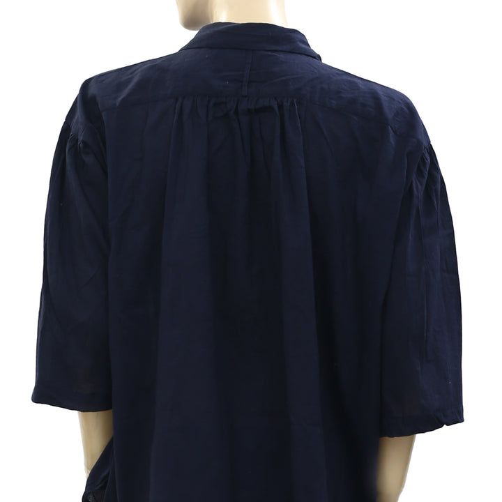 Nili Lotan Solid Navy Tunic Top S