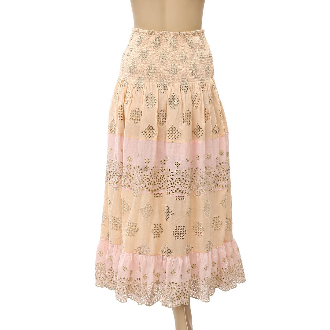 PQ Swim Anthropologie Evie Smocked Cover UP Tube Midi Dress Skirt