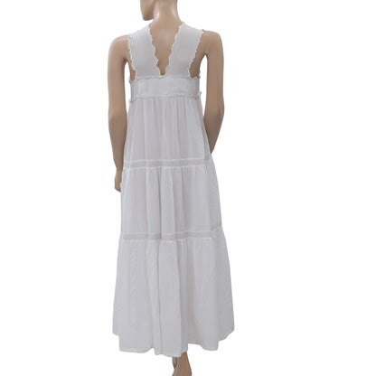 Ulla johnson White Lace Maxi Dress Tiered Beach Wear Holiday Cotton XS Nw