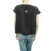 Odd Molly Anthropologie Solid Lace Shirt Blouse Top