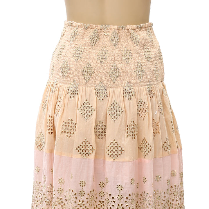 PQ Swim Anthropologie Evie Smocked Cover UP Tube Midi Dress Skirt