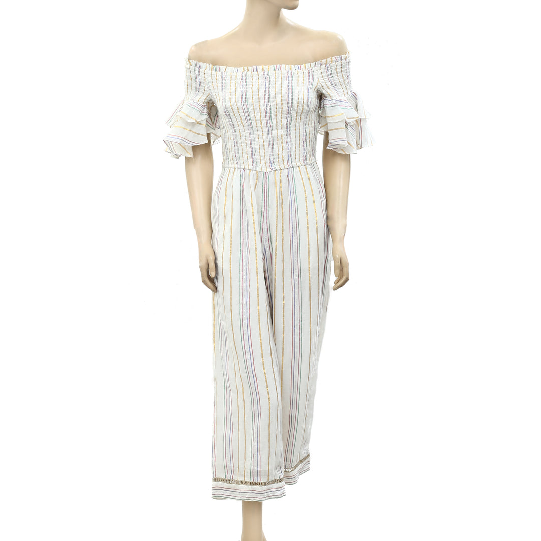 Saylor NYC Metallic Linen Striped Jumpsuit Dress