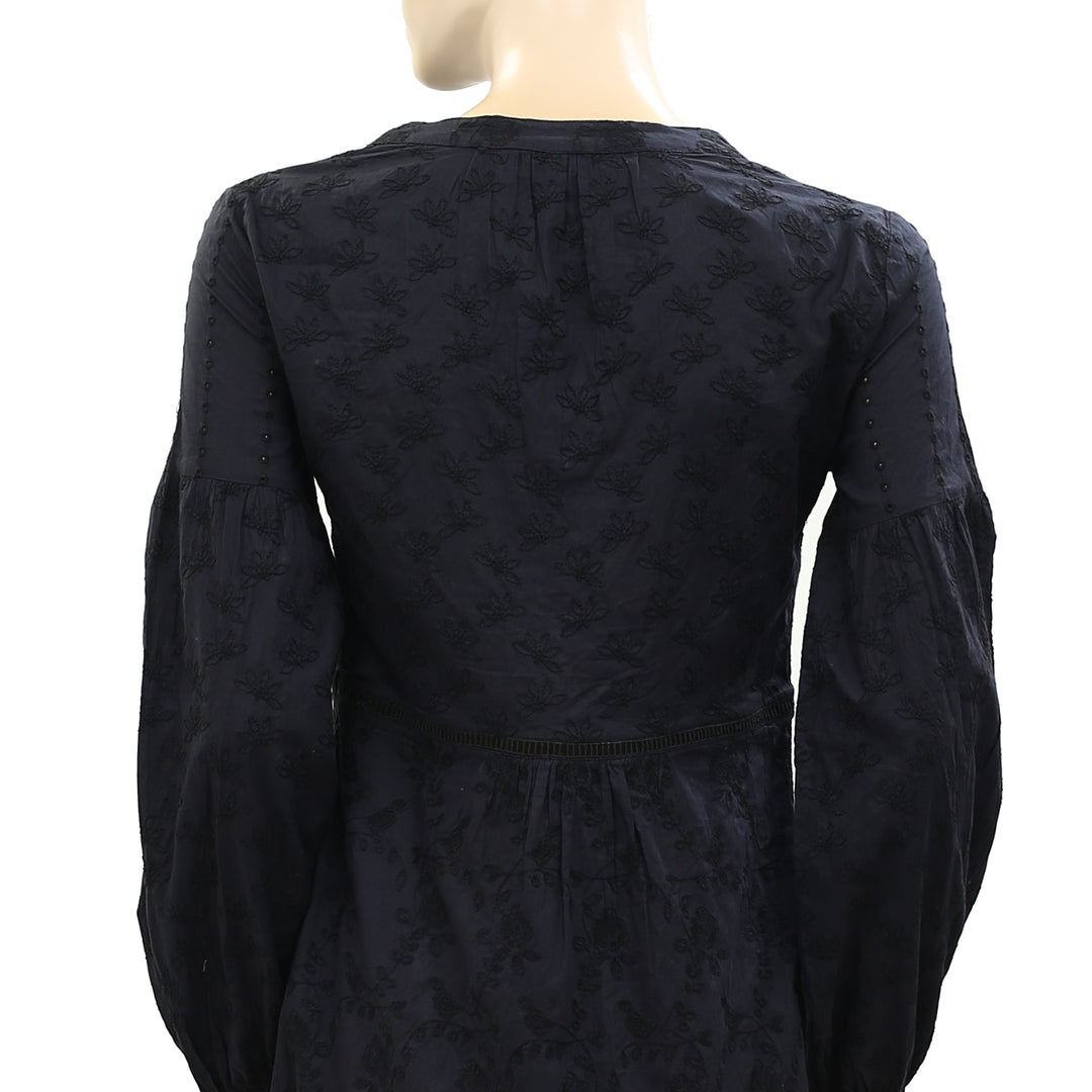 Odd Molly Anthropologie Black Embroidered Mini Dress