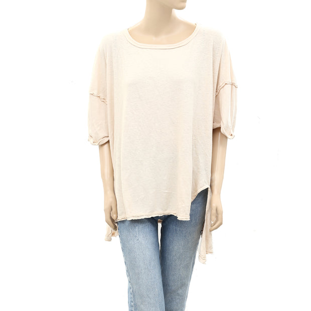 Free People We the Free Care FP Linen Blend Diego Tee Top