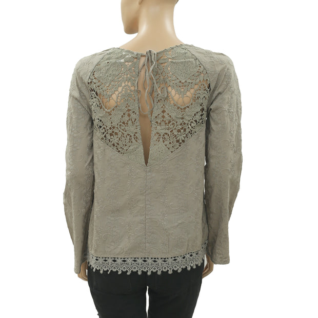 Odd Molly Anthropologie Embroidered Crochet Top