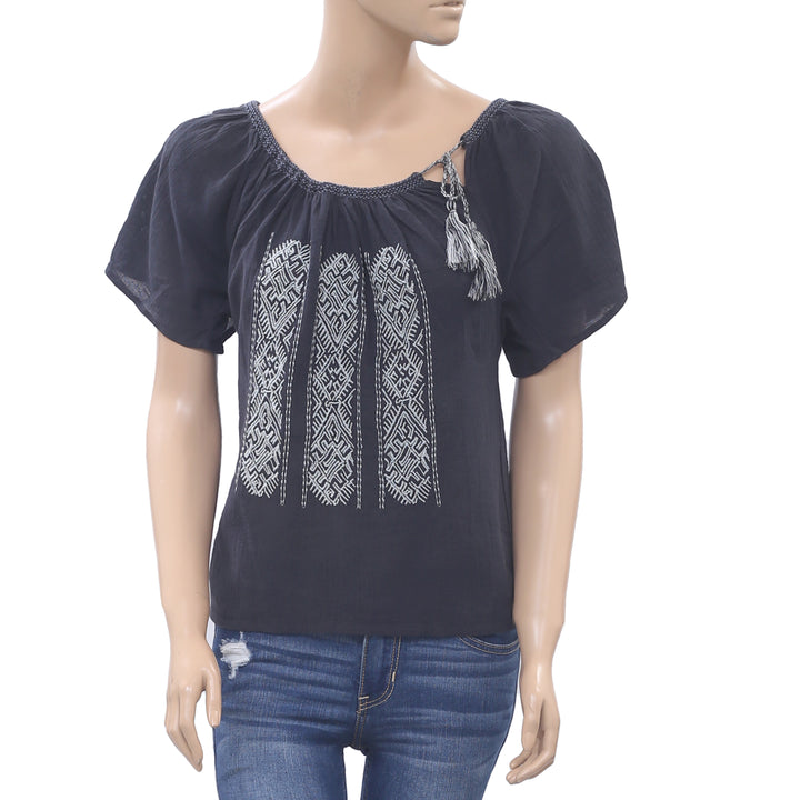 Soeurs Anthropologie Nino Embroidered Blouse Top