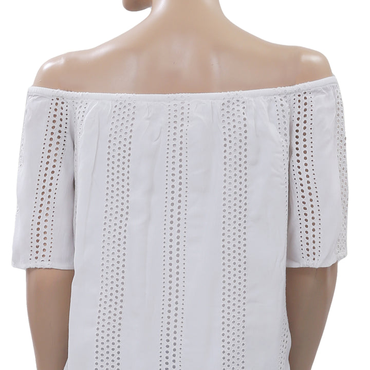 Anthropologie Eyelet Embroidered White Blouse Top