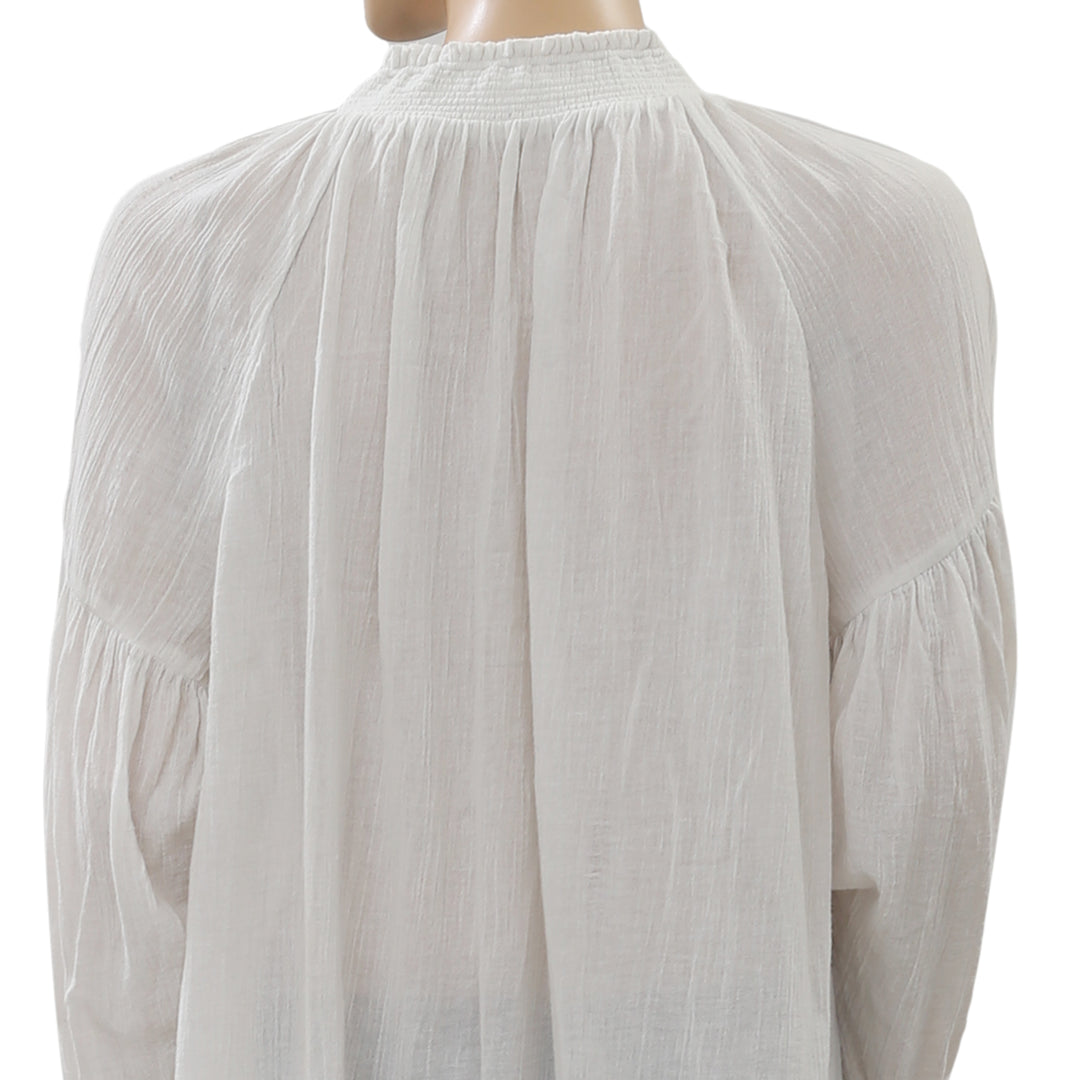 Free People Solid Lace Up White Cover Up Top