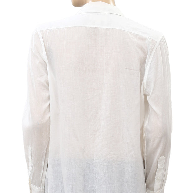 Nili Lotan Cotton Voile NL Buttondown Shirt Top