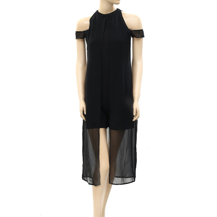 Anthropologie Solid Black Romper Dress