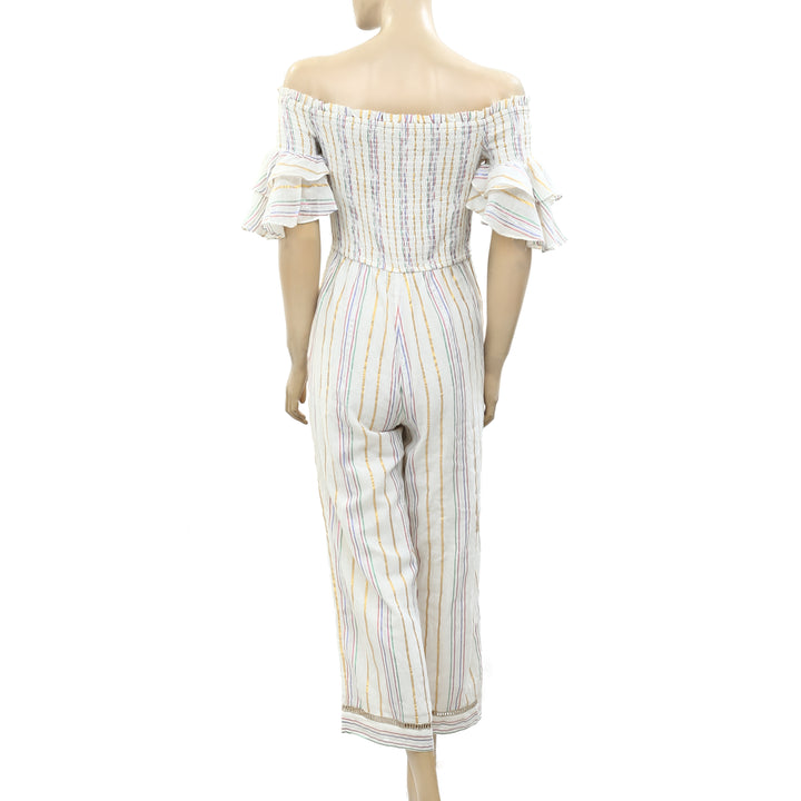 Saylor NYC Metallic Linen Striped Jumpsuit Dress