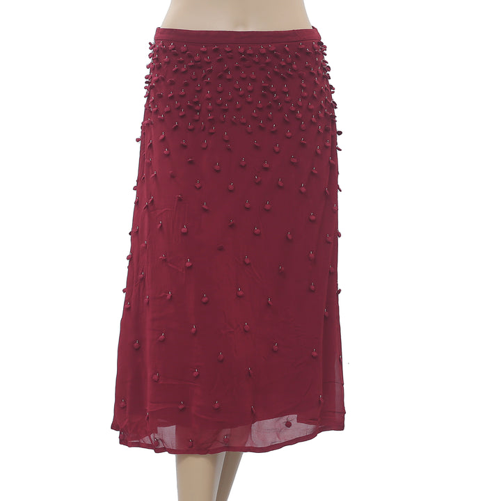 Hoss Intropia Anthropologie Embroidered Beads Skirt