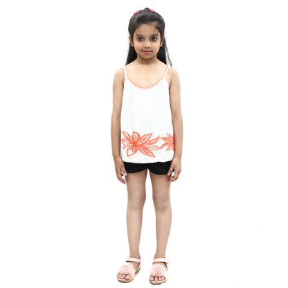 Cyrillus Paris Girls Kids Floral Embroidered Top 6 Years
