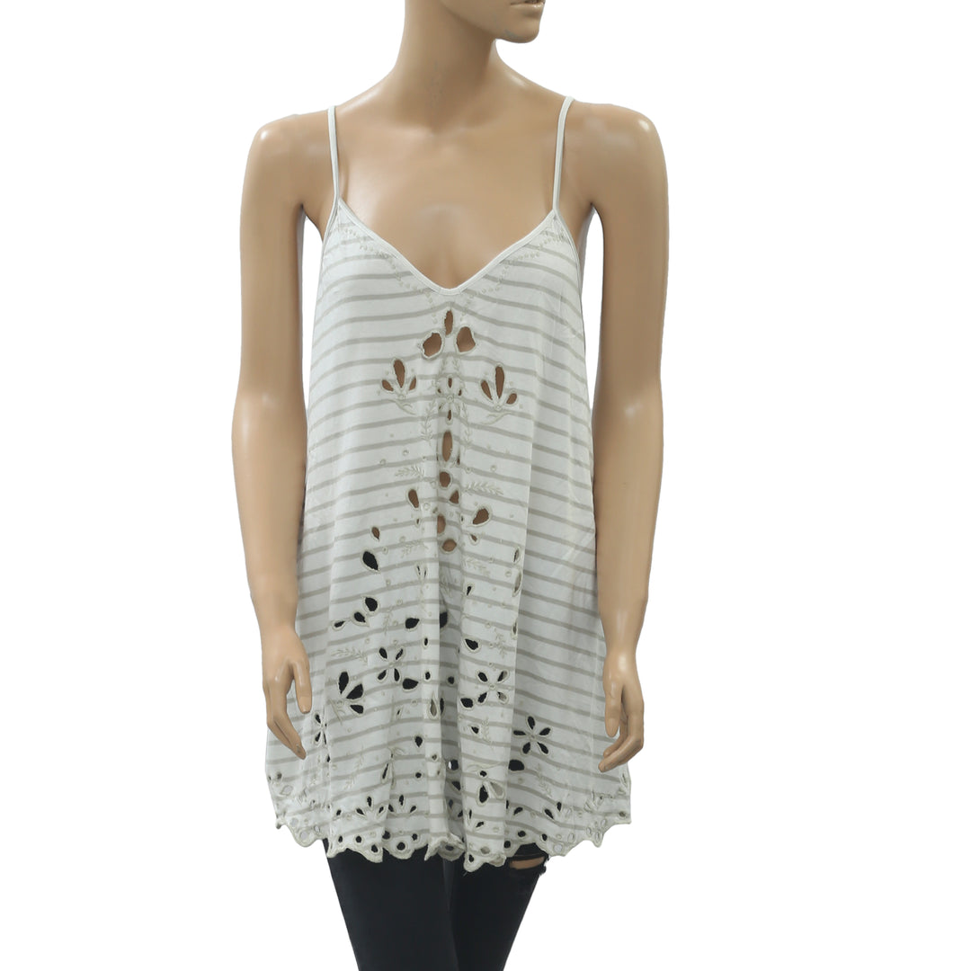 Free People Seafaring Embroidered Cami Tunic Top