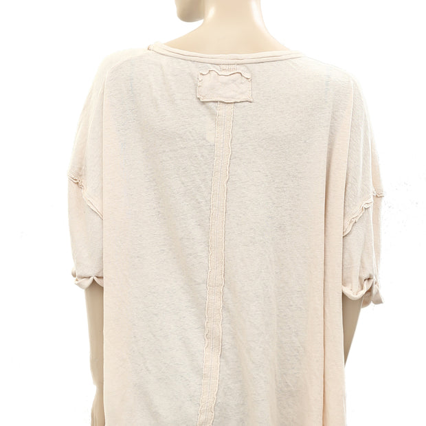 Free People We the Free Care FP Linen Blend Diego Tee Top