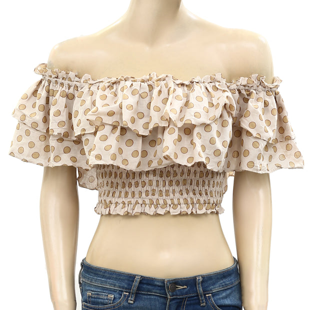 HappyXNature Kate Hudson Ruffle Smocked Cropped Top