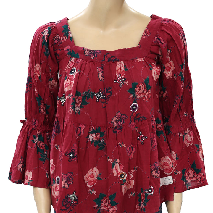 Odd Molly Anthropologie Floral Printed Mirror Blouse Top