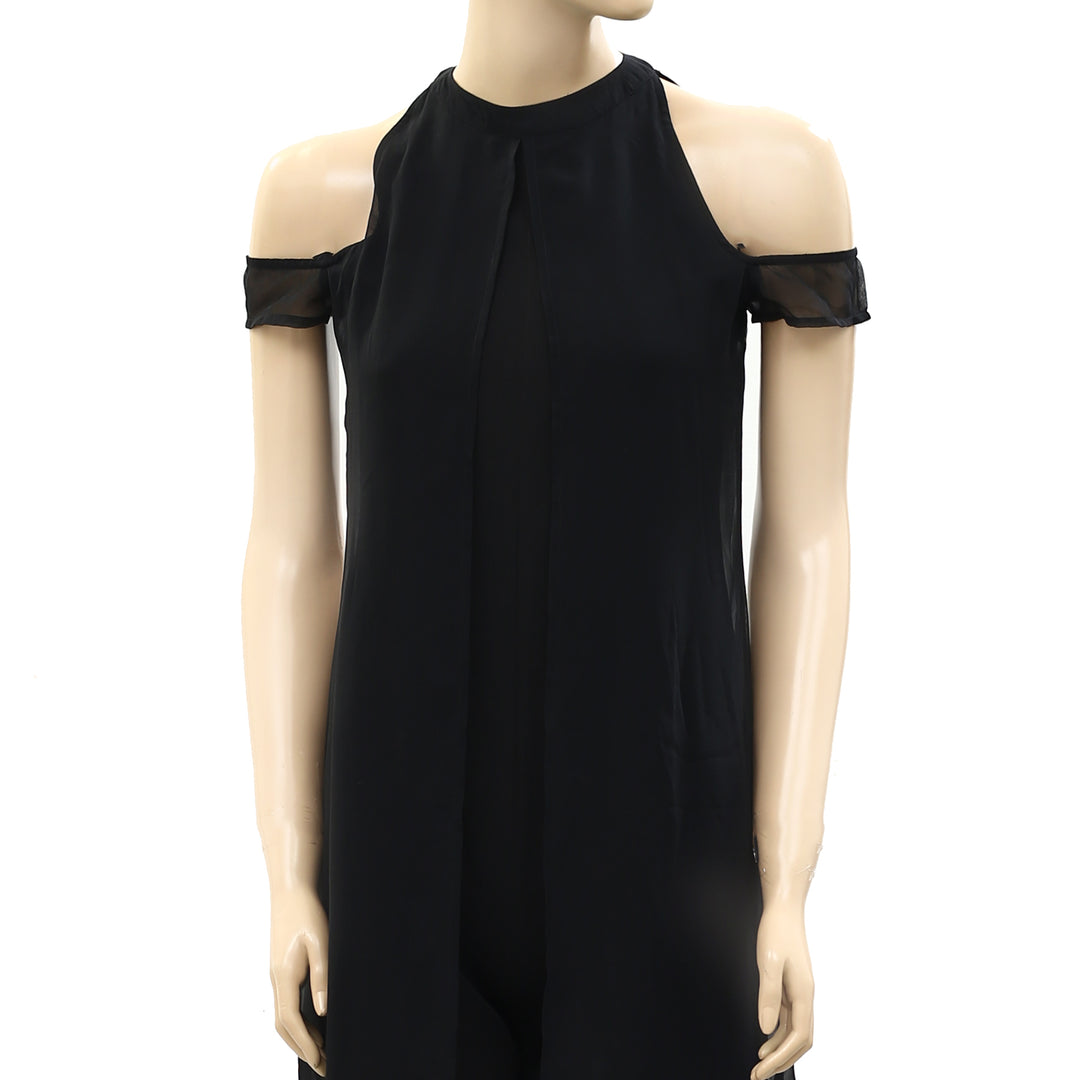 Anthropologie Solid Black Romper Dress