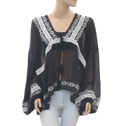 Joanna Hope Folk Embroidered Tunic Wrap Top