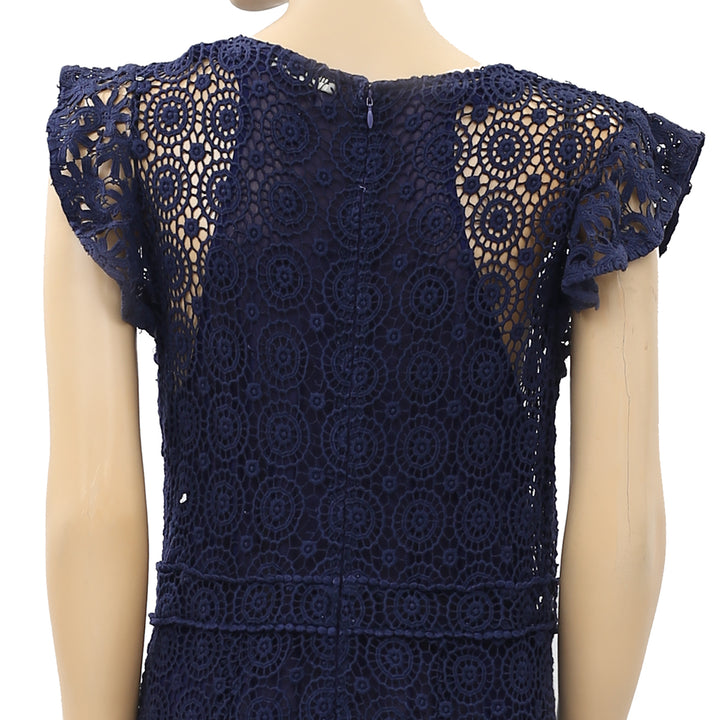 Odd Molly Anthropologie Crochet Lace Cotton Ruffle Midi Dress