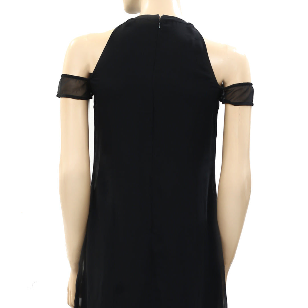 Anthropologie Solid Black Romper Dress