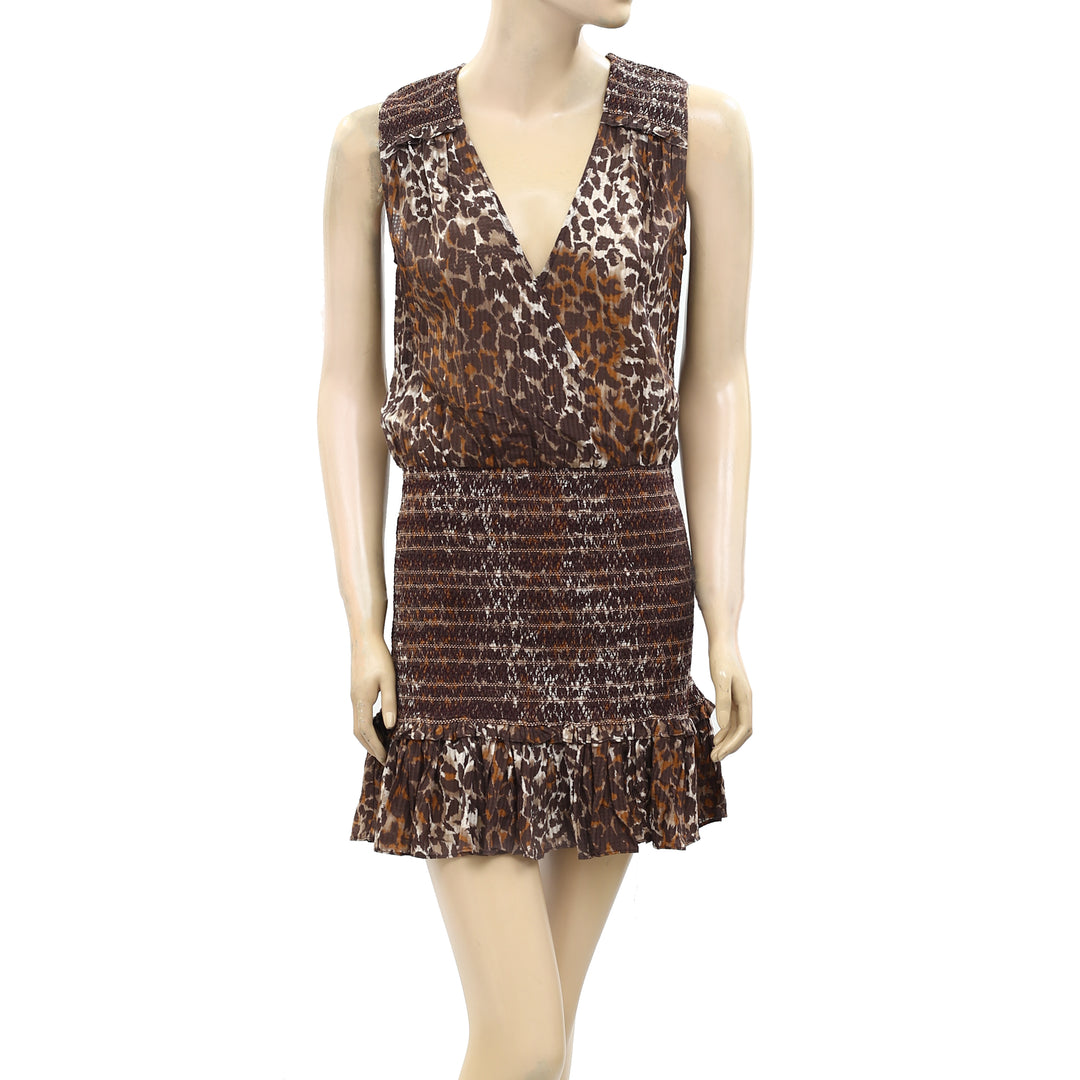 Veronica Beard Cox Smocked Flounce Mini Dress XS