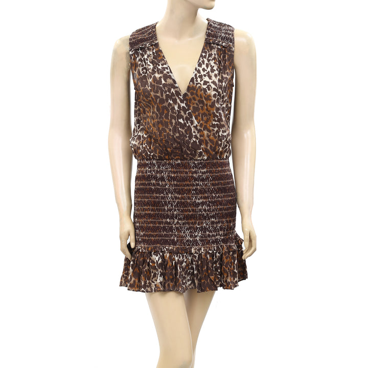 Veronica Beard Cox Smocked Flounce Mini Dress XS