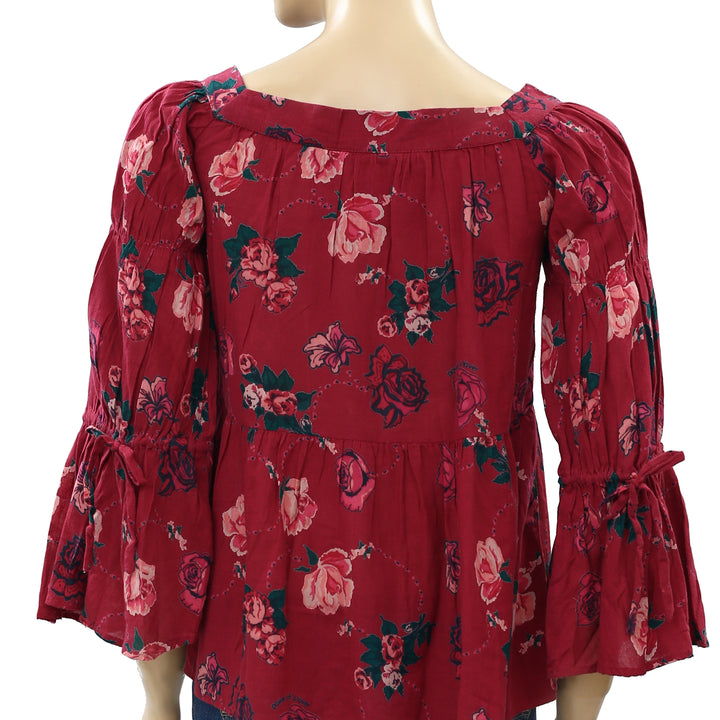 Odd Molly Anthropologie Floral Printed Mirror Blouse Top