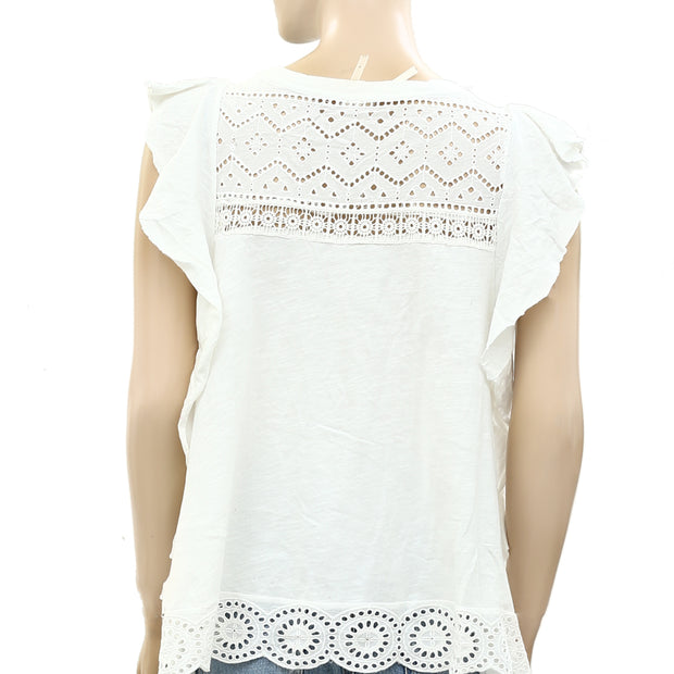 By Anthropologie Sustainable Lace Tank Blouse Top