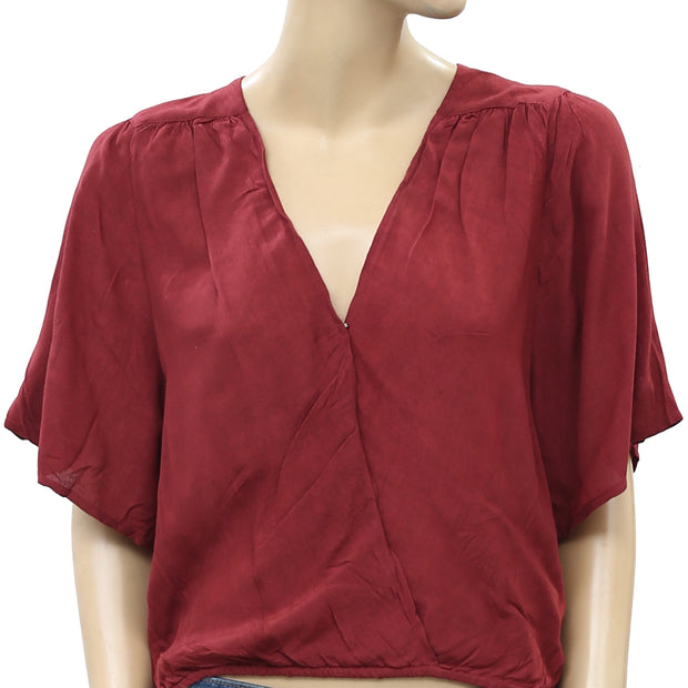 Urban Outfitters Kendra Surplice Cropped Blouse Top