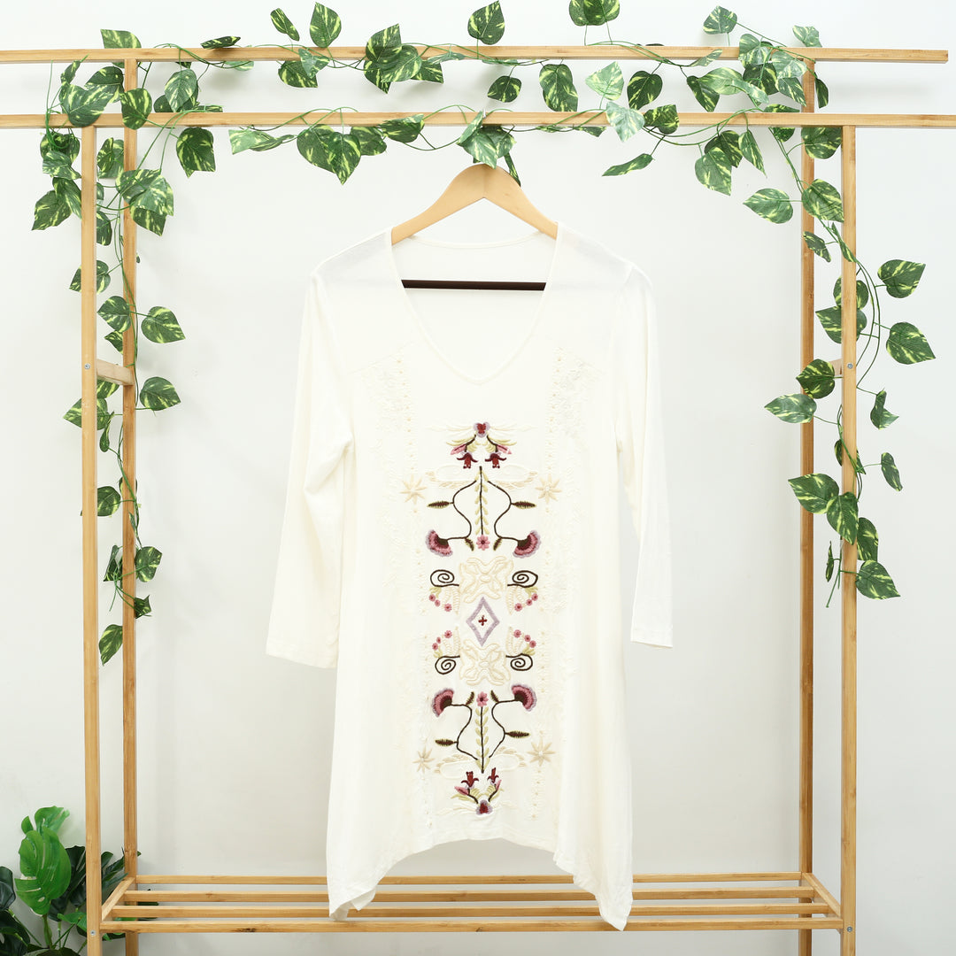 Caite Anthropologie Embroidered Tunic Top