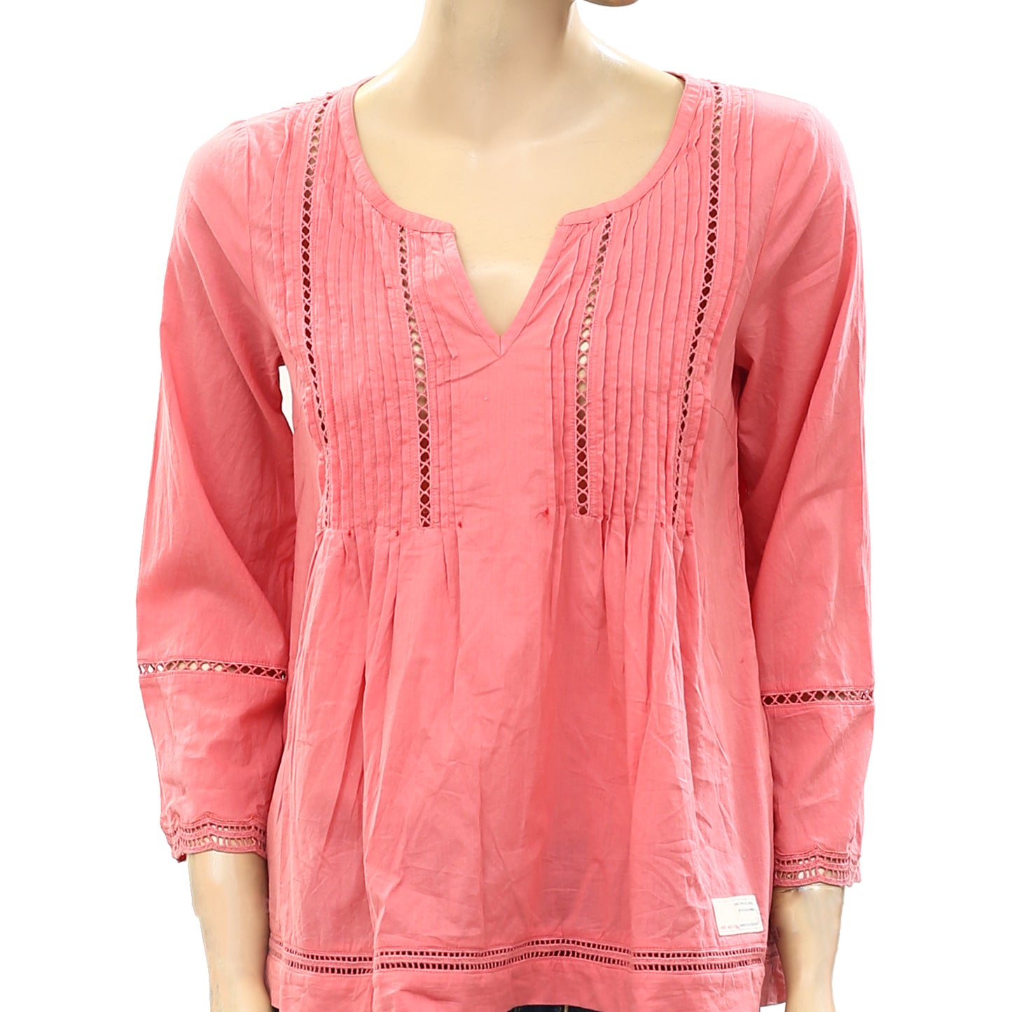 Odd Molly Anthropologie Insert Lace Pintuck Blouse Top