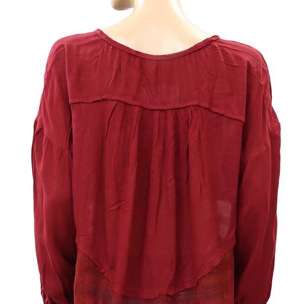 Free People Gauze Rainy Days Swing Blouse Top